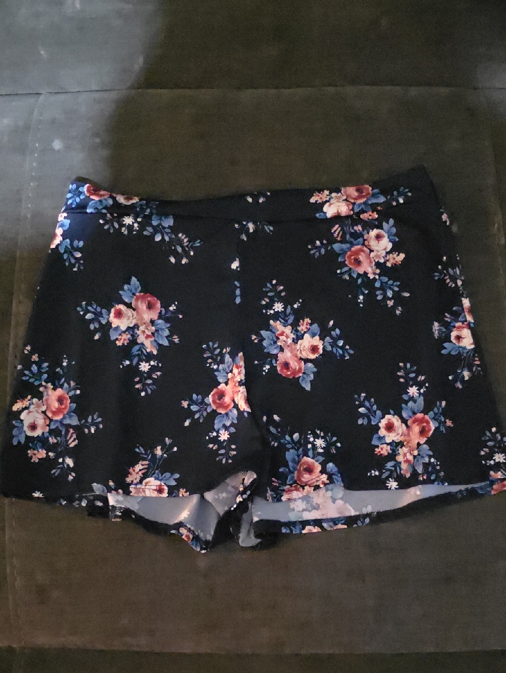 High-Waist Navy Floral Women's Shorts